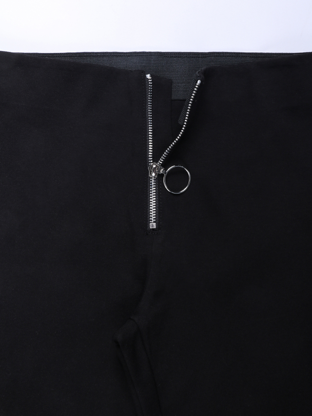 GILIPUR ジップ ハイウエスト スキニー ストレッチ ブラック パンツ CY052